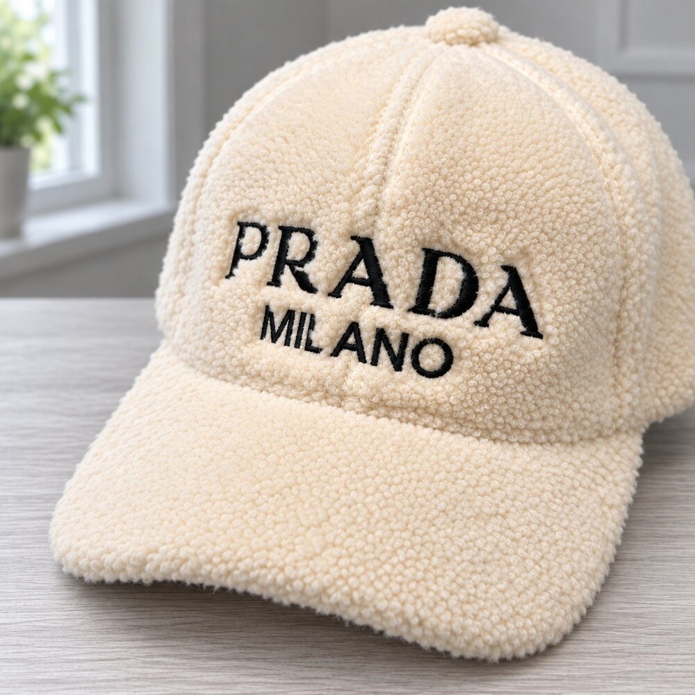 Prada Ivory Textured Logo Baseball Cap - Picture 6 of 6